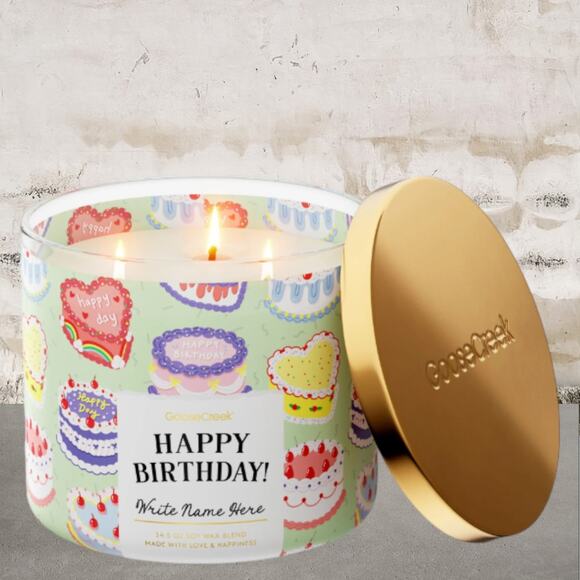GooseCreek Happy Birthday 3-Wick Candle NEW - Picture 1 of 3